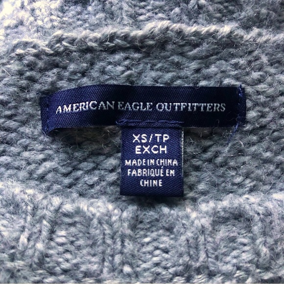 AMERICAN EAGLES Cotton Wool Blend Fair Isle Sweater, Crew Neck, Grey, Size XS - Picture 3 of 11